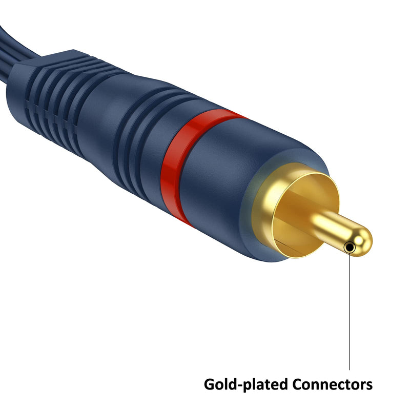 RCA Splitter 1 Female to 2 Male 2 Pack, RCA Y Splitter RCA Audio Video Cable Splitter Adapter Dark Blue 0.66ft