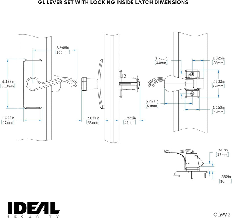 Ideal Security GL Lever Handle Set for Storm Doors and Screen Doors, Storm Door Handle Replacement, Screen Door Handle, Bright Brass