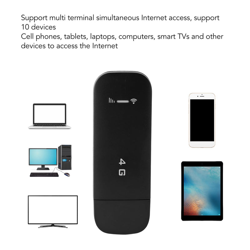 Generic 4G LTE USB Portable WiFi Router, Plug and Play 4G USB Portable WiFi WPA WPA2 WiFi Encryption with SIM Card Slot for Laptops (Black), Generictuobsvfkya-11