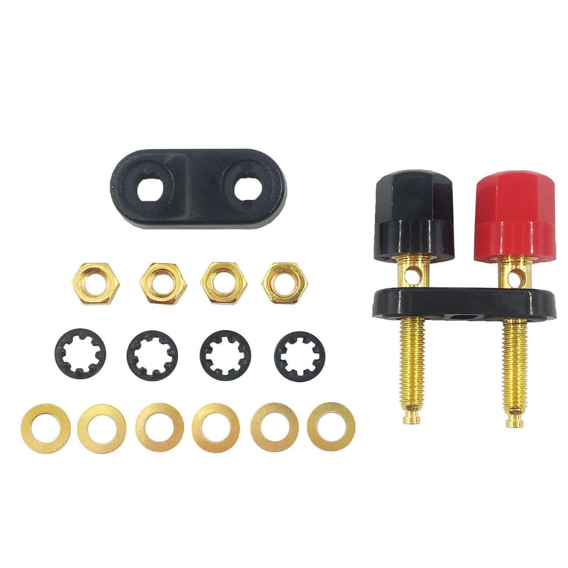 2Pcs Banana Plug Jack 2-Way Gold Plated Terminal Binding Post Power Amplifier Insulated