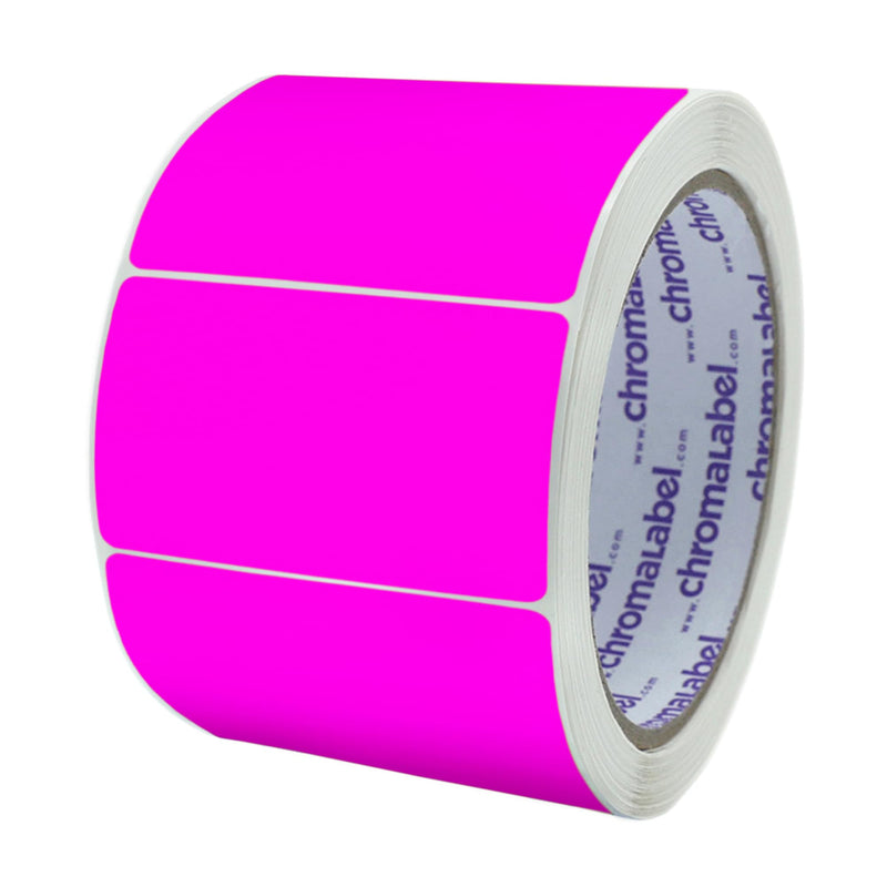 ChromaLabel 2 x 3 inch Permanent Color Code Rectangle Labels, 250 Stickers per Roll, Fluorescent Pink