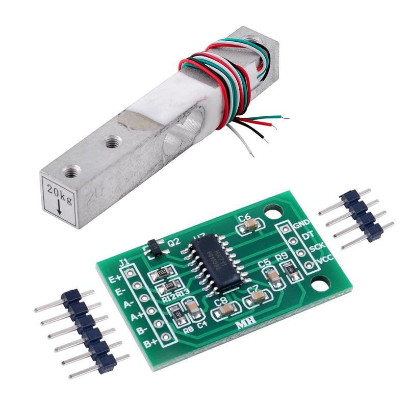 DIYmalls Load Cell 20kg Weight Sensor + HX711 AD Amplifier Module for Arduino Raspberry Pi (20kg) 20kg