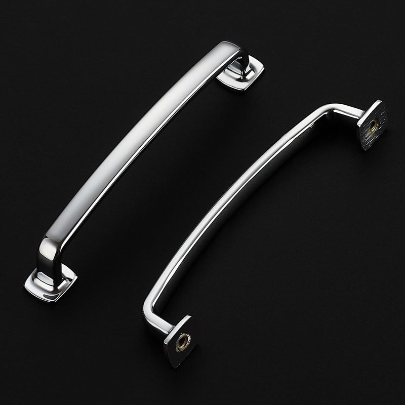 10 Pack Cabinet Handles Arch Cabinet Pulls - 5 Inch Drawer Pulls Polished Chrome Kitchen Drawer Handles Curved Dresser Hardware Solid Kitchen Hardware 5" Hole Center 10