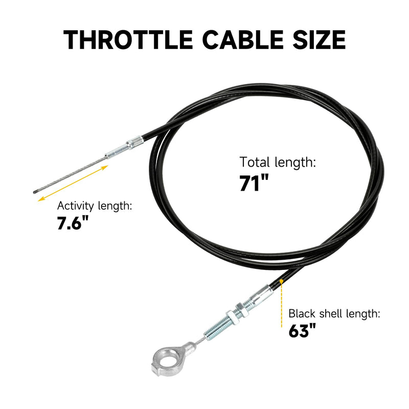 HIAORS 71 inch Throttle Cable for Go Kart Predator 212cc 196cc GX160 GX200 6.5hp Manco 8252-1390 ASW Kandi Yerf Dog Go Cart Parts with Throttle Pedal Brake and Return Spring Cable Stops 1