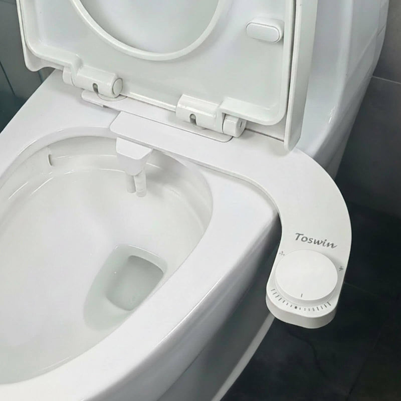 Left Handed Bidet Left Hand Bidet Left Side Control Bidet Attachment for Toilet with Dual Front & Rear Nozzles and Adjustable Water Pressure -White Knob White Knob