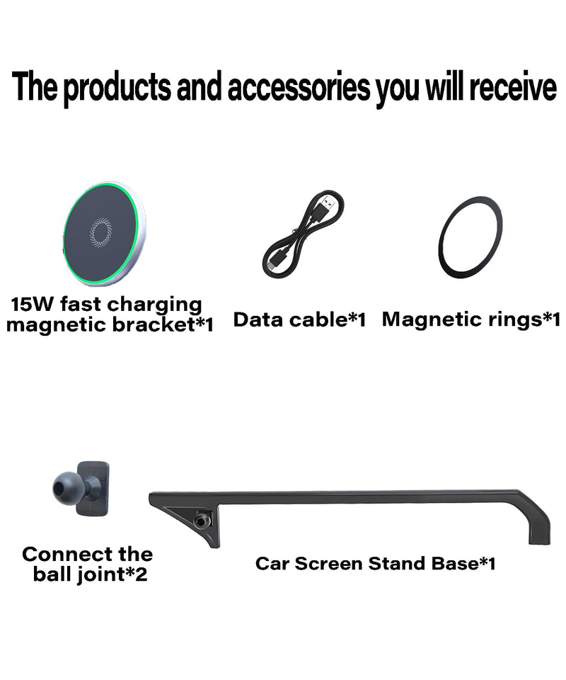 Car Phone Holder for 2024 2025 Toyota Land Cruiser LC250 Accessories Apply to 8/12.3 Inch Touch Screen 15W Fast Wireless Charger Screen Fixed Clip Cell Phone Mount Hands-Free