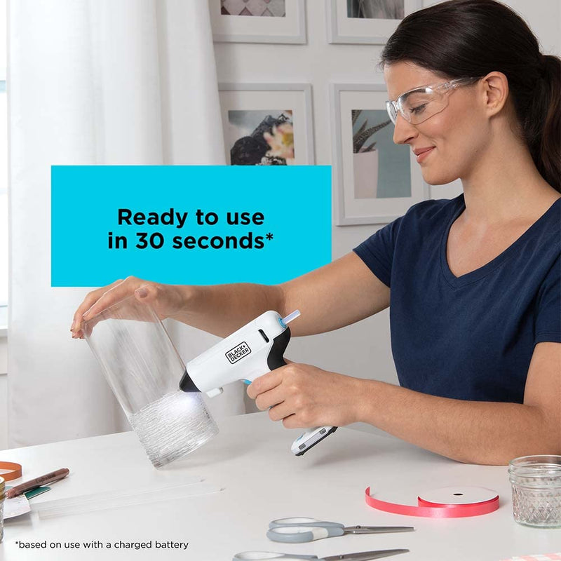 BLACK+DECKER 4V MAX Cordless Glue Gun, USB Rechargeable (BCGL115FF), White