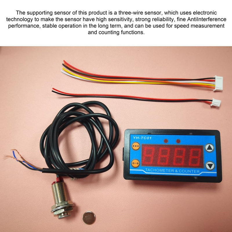 YH-TC01 Digital Tachometer High Precision LED Digital Display Motor Tachometer with Hall Sensor Motor Speed Detector