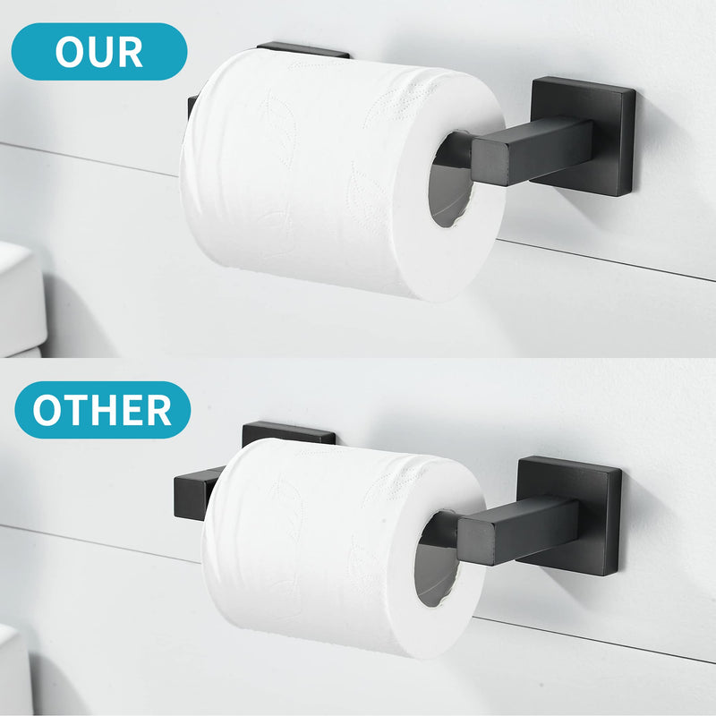 WOLIBEER Black Toilet Paper Holder Towel Ring, Matte Bathroom Hand Towel Holder Toilet Roll Holder, Modern Bath Hardware Set Wall Mounted Stainless Steel 2 Pieces