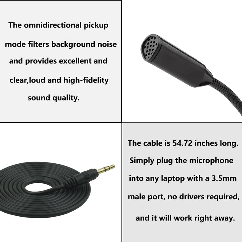 3.5mm Microphone，Adjustable gooseneck Mini for Laptop/Desktop Computers pc Microphone，Plug and Play, Driver-Free Desk Microphone，Recordings, Games, Streaming, podcasts. (3.5MM), RDF23 3.5MM