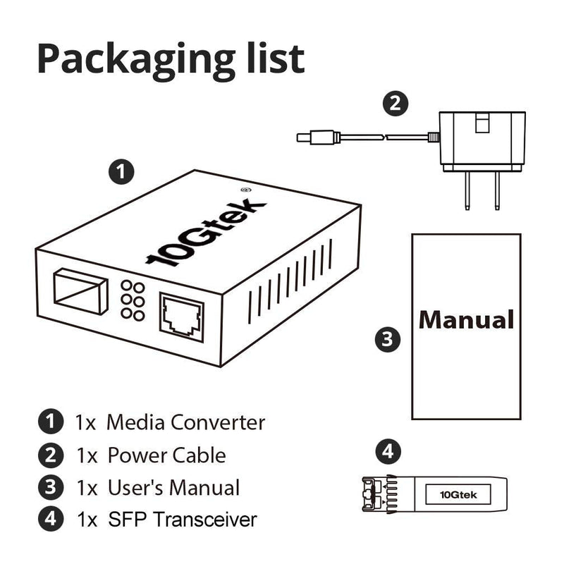 Gigabit Ethernet Media Converter, SingleMode Dual LC Fiber to Ethernet RJ45 Converter for 10/100/1000Base-Tx to 1000Base-LX, UL Certified, 1310-nm, up to 20-km SMF, 20km Power Outside X1