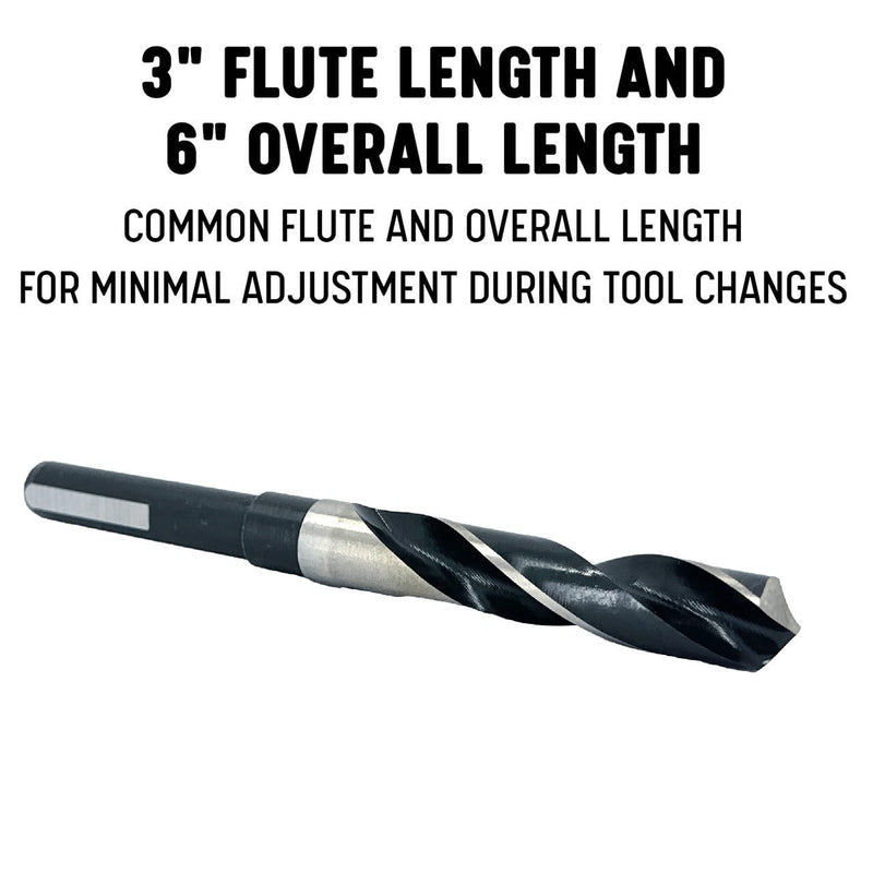 Drill America - D/A3F57/64 57/64" Reduced Shank High Speed Steel Drill Bit with 1/2" Shank, D/A3F Series 57/64"