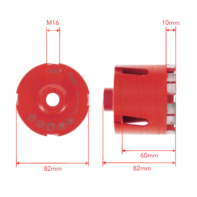 PRODIAMANT diamond countersink 82 mm x M16 concrete, brick, masonry PDX857.638 7 diamond segments 10 mm segment height