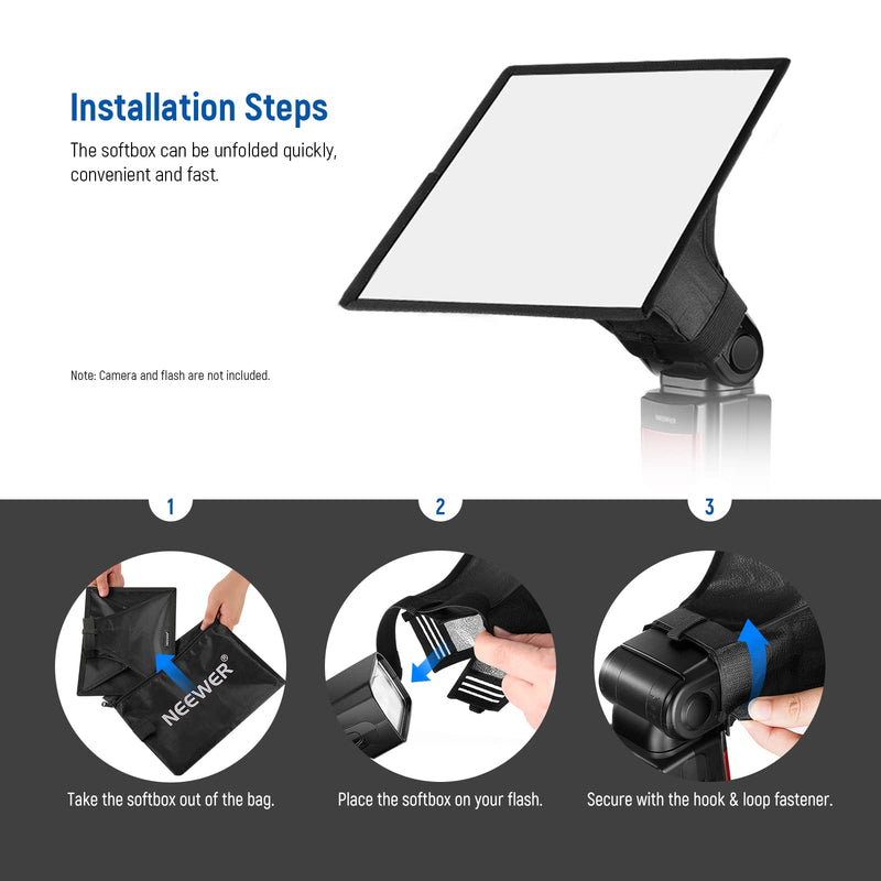 NEEWER Flash Diffuser Light Softbox 9" x 7", Universal, Collapsible with Storage Pouch Compatible with Canon Nikon Sony Godox Yongnuo NEEWER speedlight 9x7 inches
