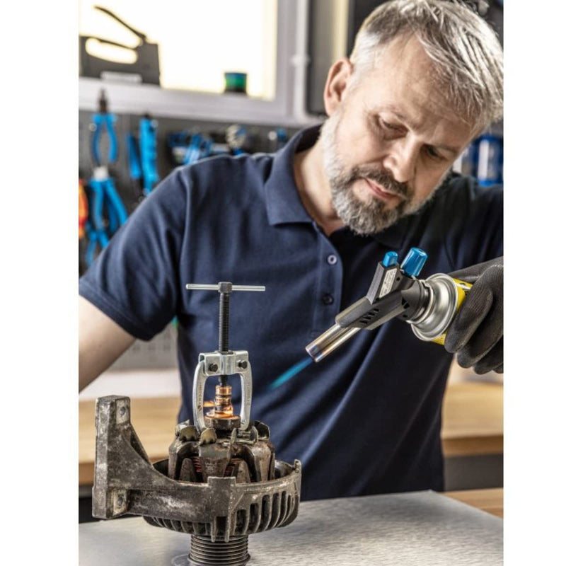 Högert Technik - soldering torch - gas burner for the household, catering, fishing, craft and car workshops - START/STOP button - 3600 angle work - maximum operating temperature: 1300° C