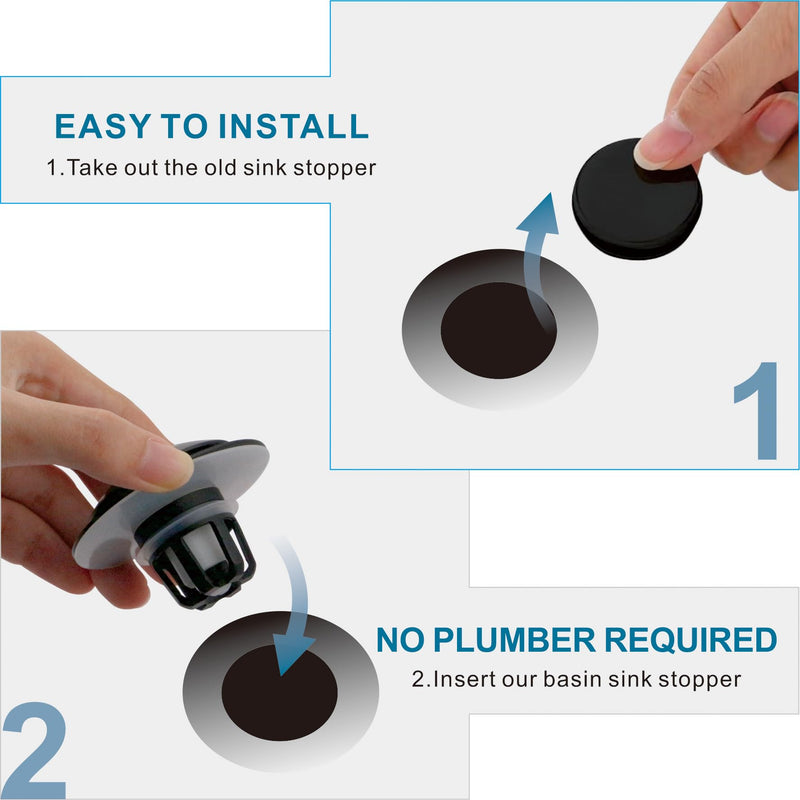 Oil Rubbed Bronze Pop Up Sink Stopper for Bathroom Sink, Welsan Universal Pop-Up Drain Stopper with Hair Catcher, Fits 1 1/8"-1 1/2" Drain Hole, 2 Pack Oil Rubbed Bronze-2