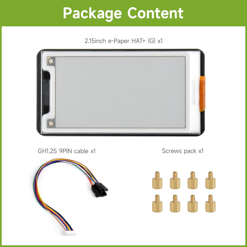 Waveshare 2.15inch e-Paper HAT+ (G), Compatible with Raspberry Pi 5/4B/3B/Zero/Zero W/Zero 2W/Pico/Pico W/Pico WH, 296x160, Red/Yellow/Black/White, SPI Interface