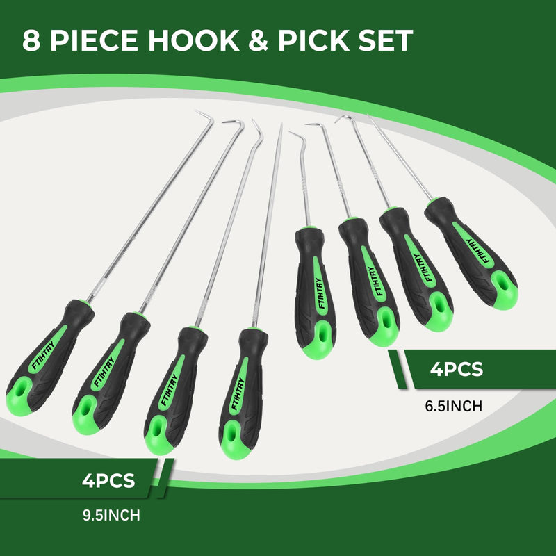 8PCS Pick and Hook Set, Precision Automotive Hook Set, Car Auto Oil Seal/O-Ring Seal Gasket Mini Precision Hooks Puller Remover (Green) Green