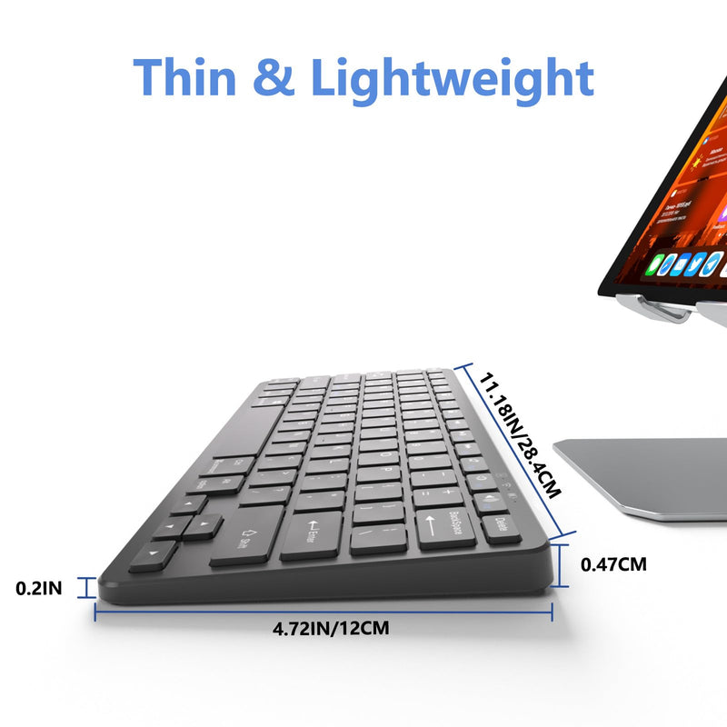 Bluetooth Keyboard for iPad, Bluetooth Keyboard Compatible iPad 10th 9th 8th, iPad Air 5th 4th, iPad Pro 13/12.9/11 inch, iPad Air 13/11 inch, Portable Keyboard Including iOS, Android, Windows - Black