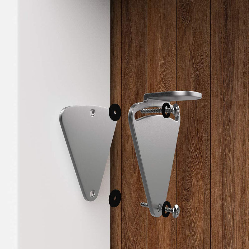 WINSOON Barn Door Lock Hardware Stainless Steel Sliding Privacy Latch for Closet Shed Pocket Doors Wood Gates Silver