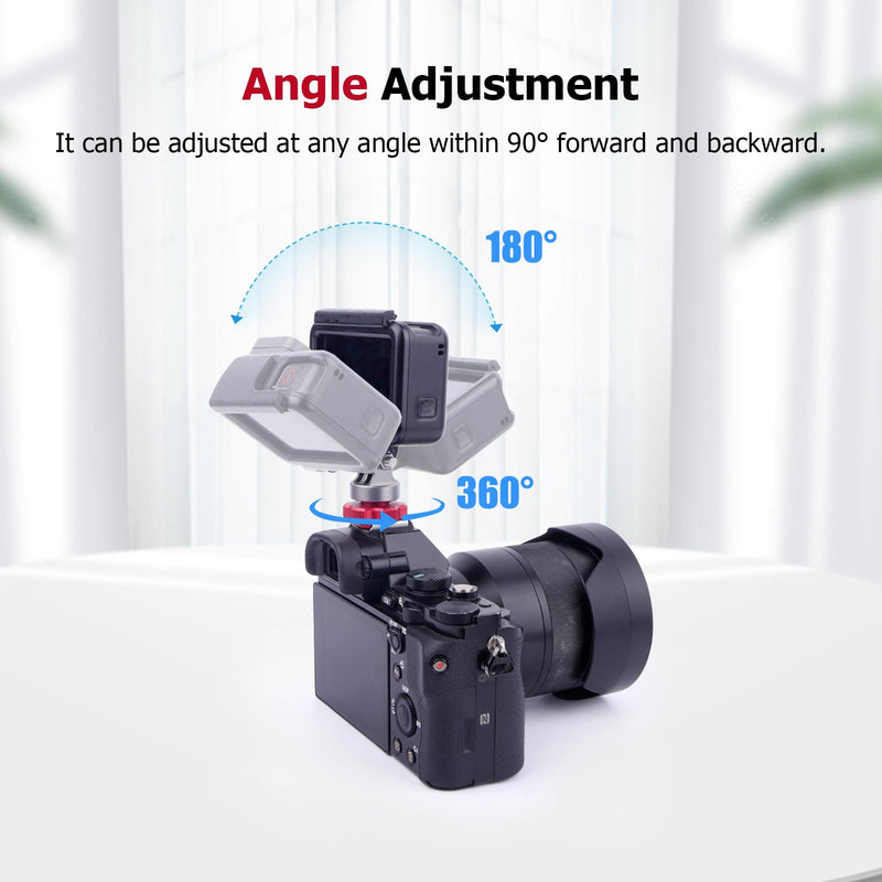 Came-TV Hot Shoe to 1/4"-3/8" Thread Adapter Converter – CNC Aluminum 90° Angle Adjustable Mount for Action Cameras, Tripods & Drone Accessories (61027)
