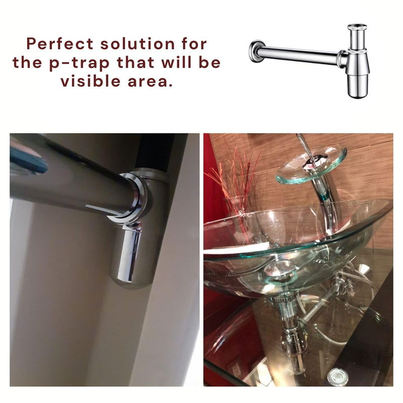 EcoArtHeating1-1/4 inch Waste Pipe Drain Kit, Classical Basin Bottle Trap, Chrome Round Bottle trap