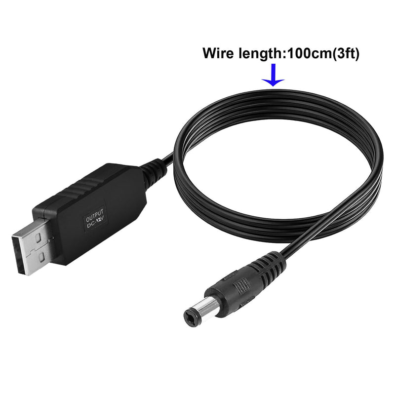 Gebildet DC 5V to DC 12V USB Voltage Step Up Converter Cable Power Supply USB Cable with DC Socket 5.5 x 2.5 mm or 5.5 x 2.1 mm, USB 5V to DC 12V Cable (100cm) USB to DC