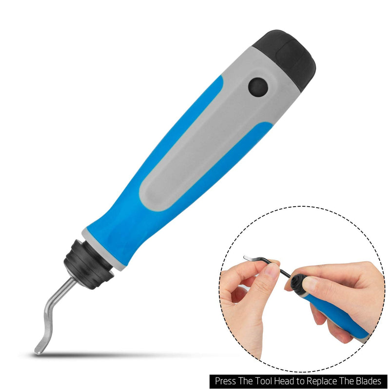 STARVAST Deburrer Tool Universal, Hand Deburrer with 15 Replacement Blades, 360° Rotating Blade Cutting Tool for 3D Printers, Plastic, Aluminum and Stainless Steel (1 Tool + 15 Blades)