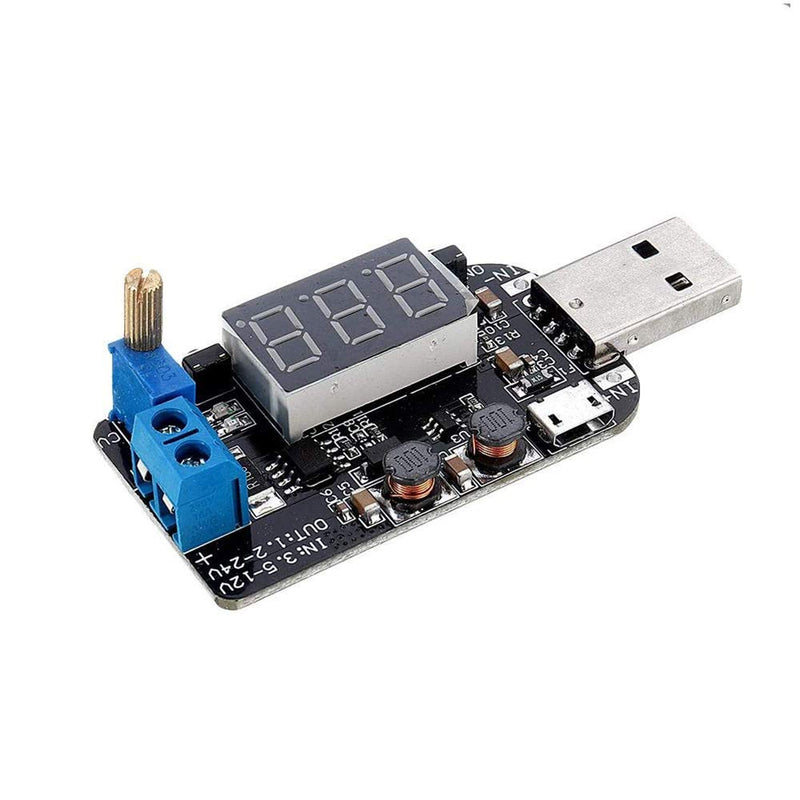 Youmile DC-DC Digital USB Buck Boost Converter Module 5V to 3.3V 9V 12V 18V 24V Adjustable Voltage Regulator Power Supply Module with USB Extension Cable