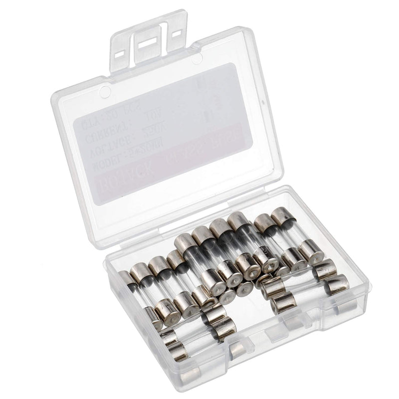 BOJACK F10AL250V 5x20mm 10A 250V Fast Melt Fuses 10 Amp 250 Volt 0.2 x 0.78 Inch Glass Tube Fuses (Pack of 20) F10A