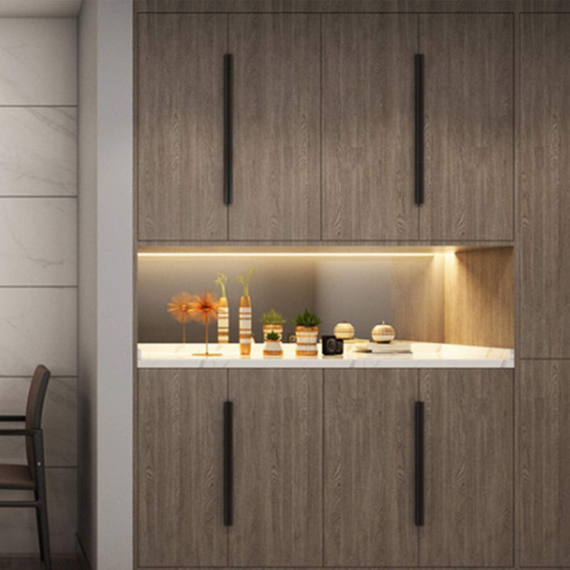 Edge Pull Handles for Cabinets, 13.78 Inch Aluminum Alloy Finger Tab Pulls, Concealed Drawer Handles for Kitchen, Dresser, Wardrobe, 10 Inch Hole Spacing, 6Pcs Black Edge Pulls 350mm/13.78" Straight Edge