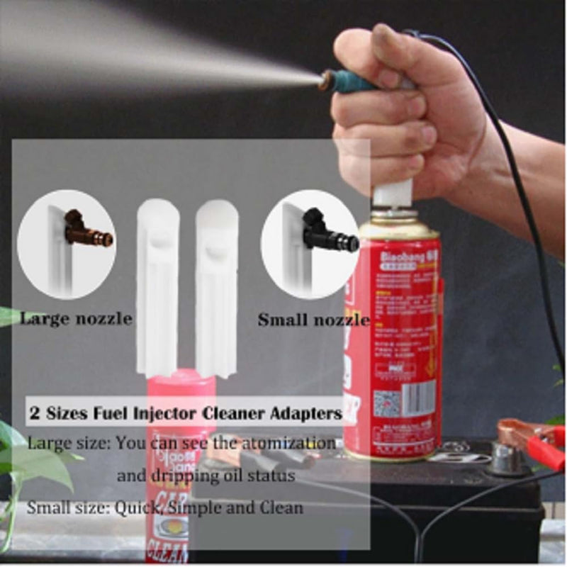 Universal Fuel Injector Flush Cleaner Adapter, with 2 Size Injectors Nozzles Adapter, 12V Fuel Injector Cleaning Kit for Auto Car Diesel Gas Fuel Injector
