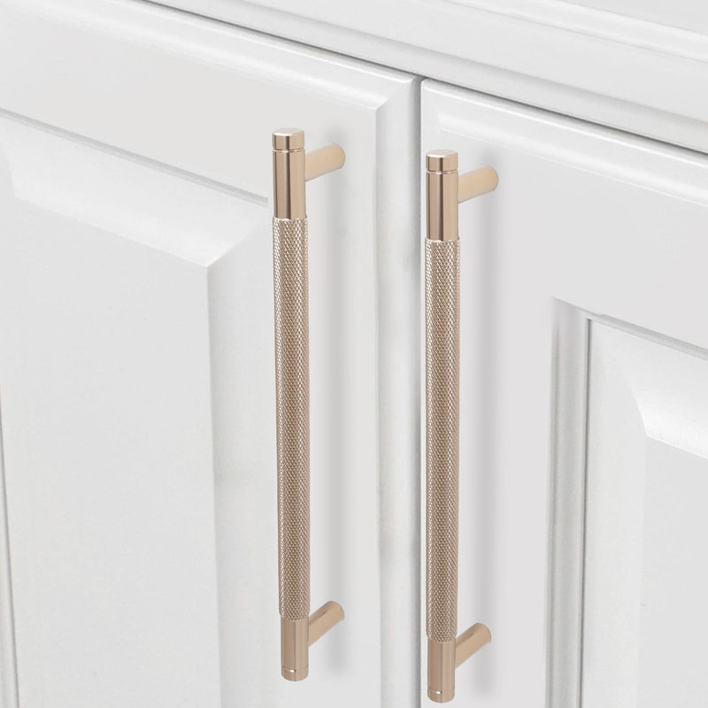 COTYKILEY 6 Pack 10 Inch(256mm) Champagne Bronze Knurled Cabinet Handles Gold Knurled Kitchen Cabinet Pulls Cabinet Door Handles Kitchen Cabinet Hardware 10" Hole Center（256MM）