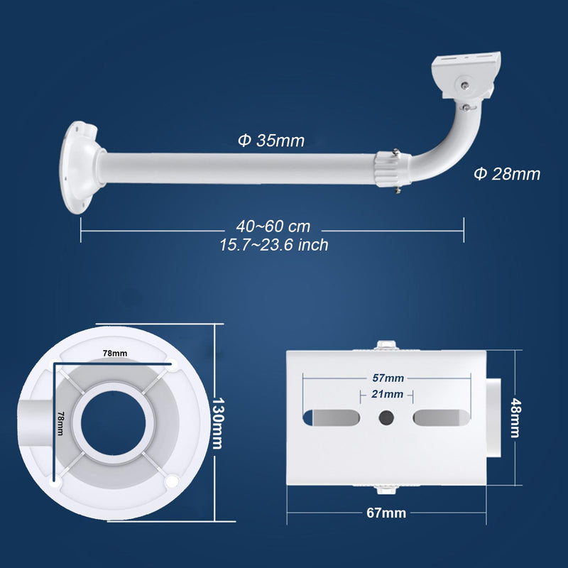 WiTi Solid J-Pole Bracket Extendable Mounting Holder for Security Surveillance Cameras,40CM-60CM Adjustable Wall and Ceiling Mount Bracket for CCTV IP Camera,Metal Pole Mount with Powder Spray Coating