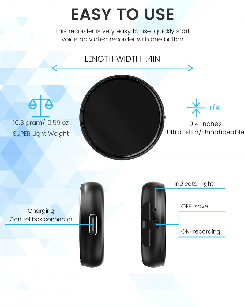 3072Kbps Magnetic Voice Recorder, Audio Recorder with AI-Intelligent Triple Noise Cancellation, 64GB Voice Activated Recorder with 4000Hours Store, Recording Device for Lectures, Meetings, Intervie
