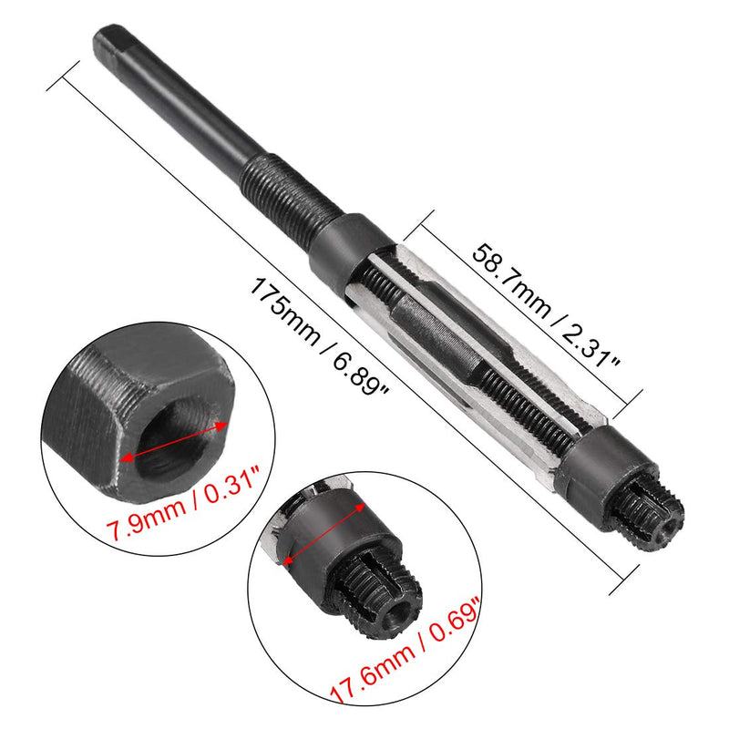 sourcing map 17-19mm Adjustable Hand Reamer HSS H8 6 Straight Groove Cutter