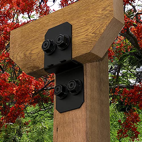 OZCO 2 Pcs Ironwood Post to Beam Connector 4" | Decorative Post to Beam Bracket for Pergola, Pavilion, Deck and Outdoor Wood Structures | Powder-Coated Galvanized Steel Hardware
