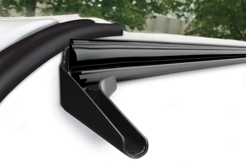 Camco RV Gutter Spouts with Built-in Extensions | Direct Rain Water Runoff Away from The RV | Features an Easy Installation, a Sun Resilient Resin Construction, and Comes in a 4-Pack of Black (42452)