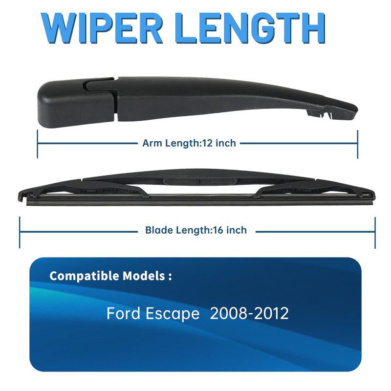 Back Windshield Wiper, Replacement for 2008-2012 Ford Escape, 2010-2018 Lincoln MKT - Rear Wiper Arm Blade Cover Assembly, All Season - Factory OE 8L8Z17526-C