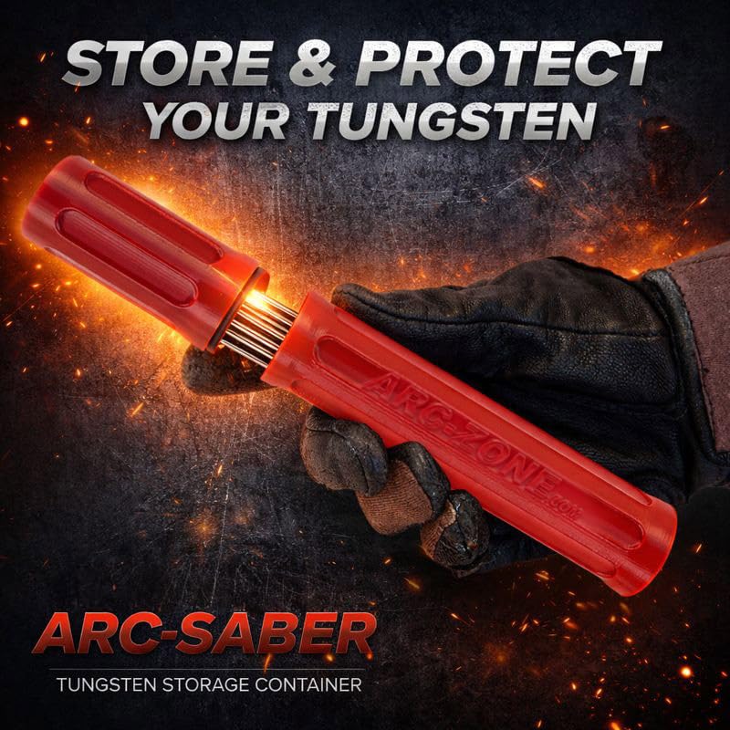 Arc-Saber Tungsten Electrode Storage Solution with Magnetic Base 8" Red