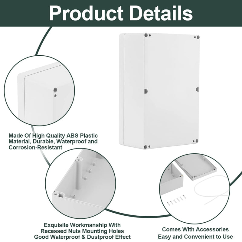 Waterproof Junction Box, Gray Plastic Enclosure Project Case DIY Wiring Junction Box 230*150*85mm