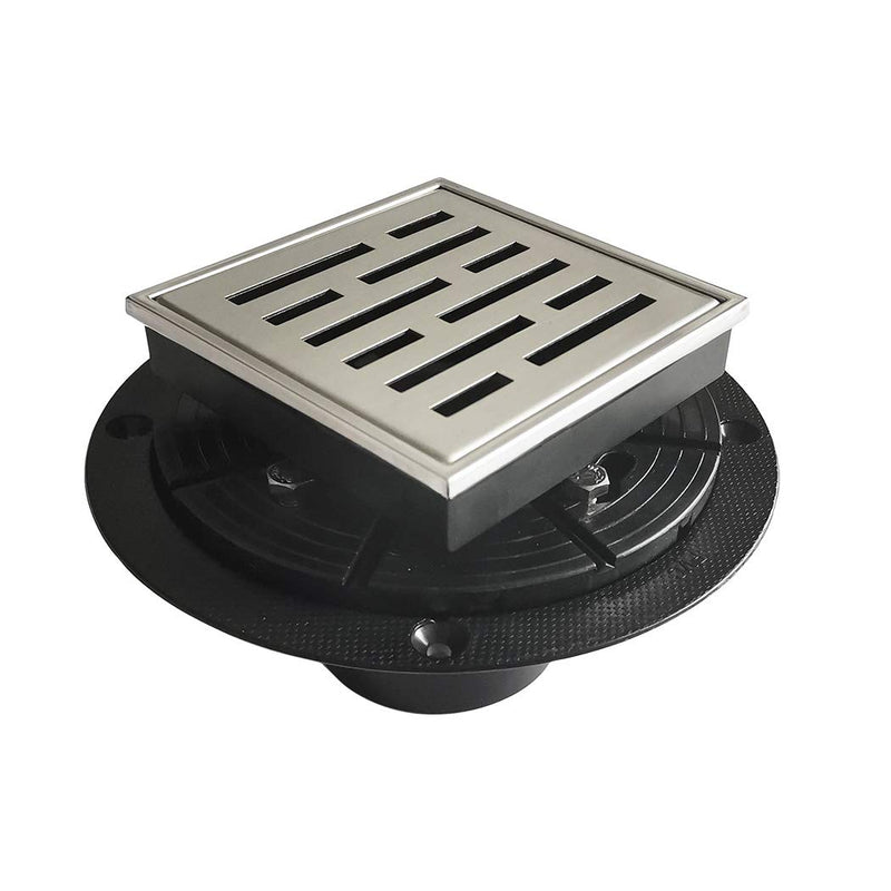Neodrain Square Shower Drain, 4 inch Stainless Steel 304 Grate and PVC Drain Body, Brick Pattern Grate with Brushed Nickel Finish, Kit Includes Hair Trap/Strainer,Lifting Hook and PVC Drain Base Brushed-ps01 4 In