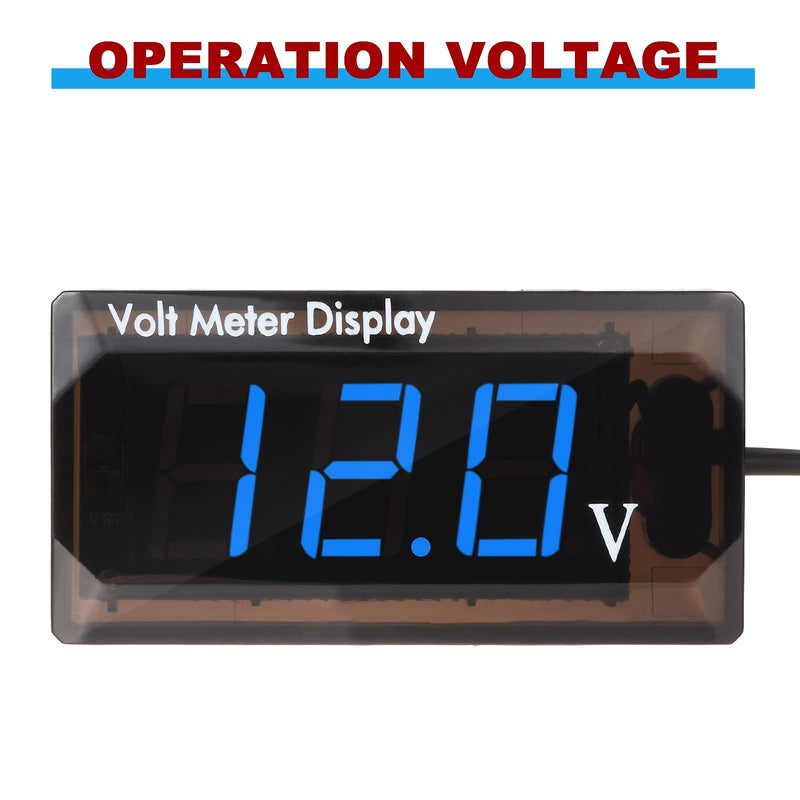 2 Pieces DC 4 to 28V Car Digital Voltmeter 12V Voltage Meter Car Audio Gauge LED Display 12V Meter Waterproof Voltage Gauge Meter for Car Motorcycle(Blue Light) Blue Light