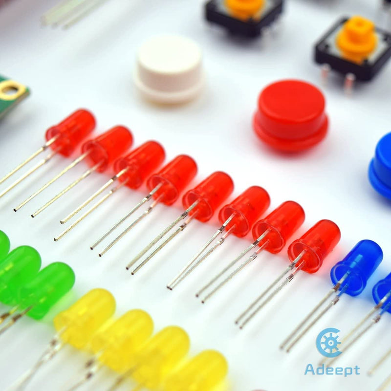 Adeept Super Starter Kit for Raspberry Pi 3, 2 Model B B+ LCD1602 Servo Motor C and Python Code, Beginner Starter Kit with User Manual Guidebook