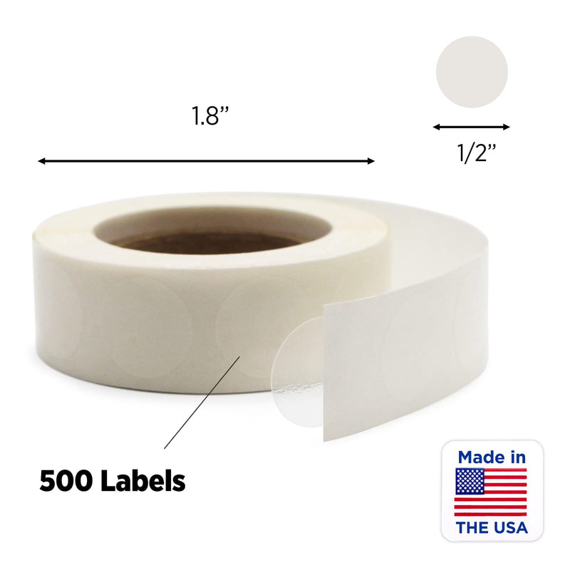 ChromaLabel 0.50 inch Round Clear Transparent Dot Stickers, 500 per Roll, Non-Perforated