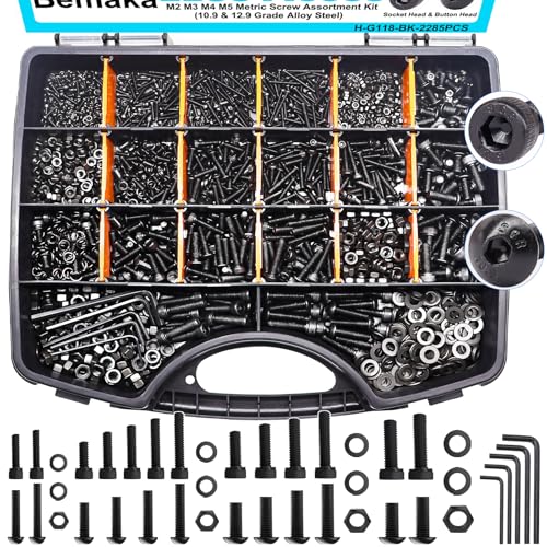 2285PCS M2 M3 M4 M5 Metric Screw Assortment Kit + 400Pcs Metric Flange Bolt Assortment, Nuts and Bolts Assortment Kit