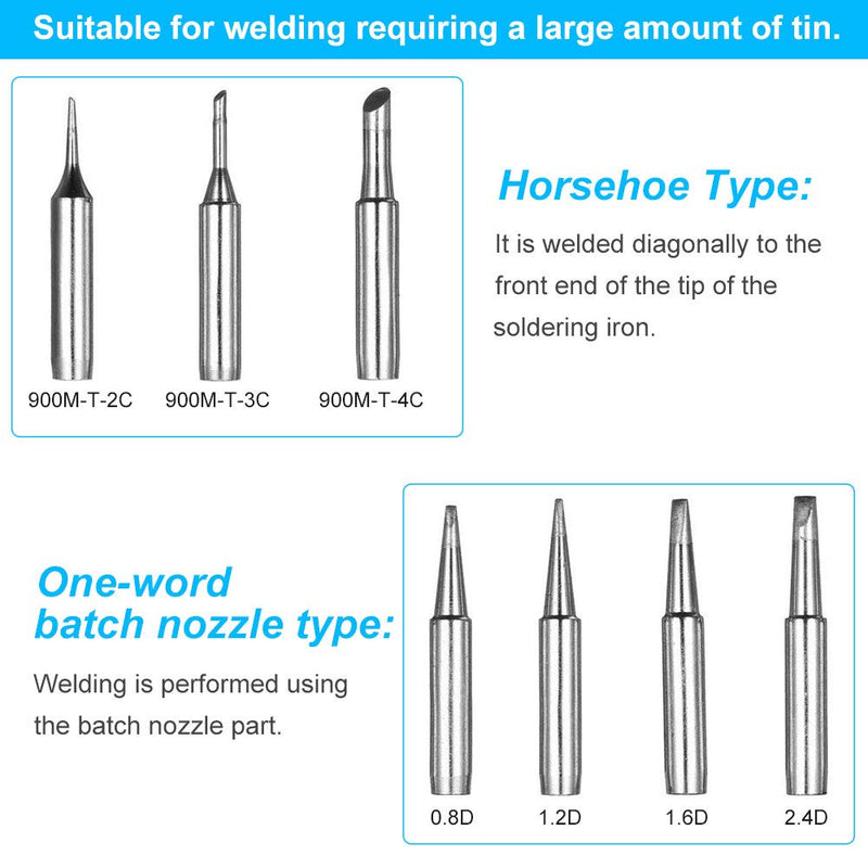 RMENOOR 10 pieces soldering iron soldering tip replacement soldering tip set 900M-T soldering iron tips lead-free soldering iron replacement soldering tips set soldering tips with welding sleeve copper soldering tips for soldering station