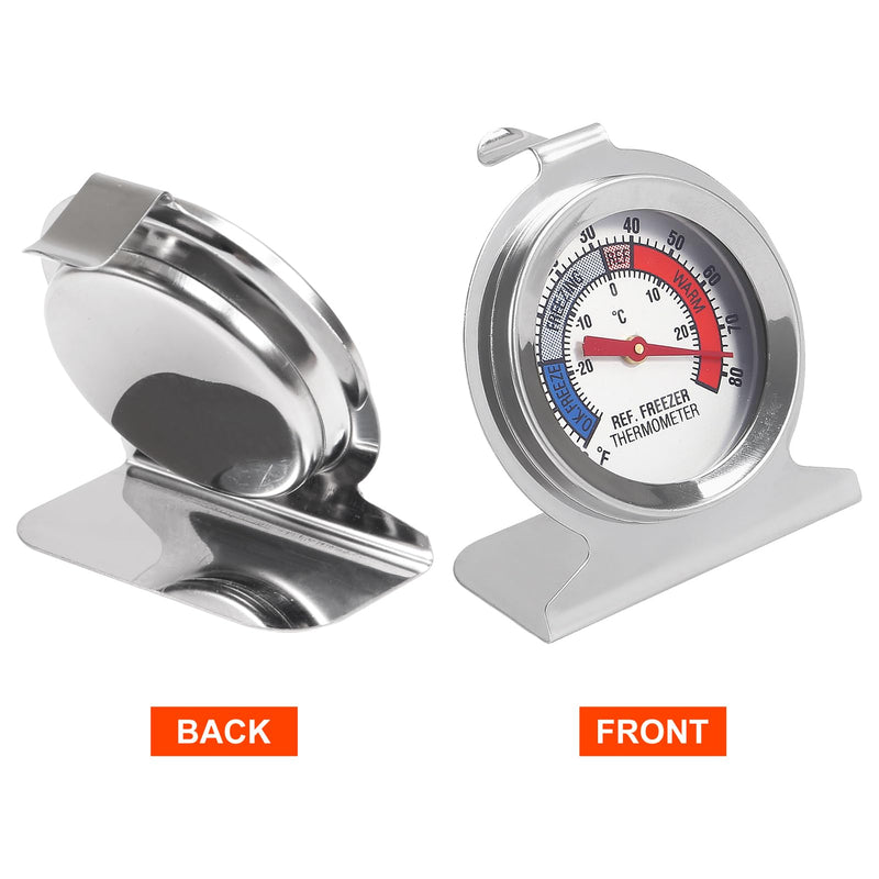 Refrigerator Thermometer Large Dial, Freezer Thermometer -30-30 Deg ℃/-20-80 Deg ℉, Fridge Thermometer by Stainless Steel, Thermometer for Fridge Suitable for Refrigerators and Freezers (10pcs) 10pcs