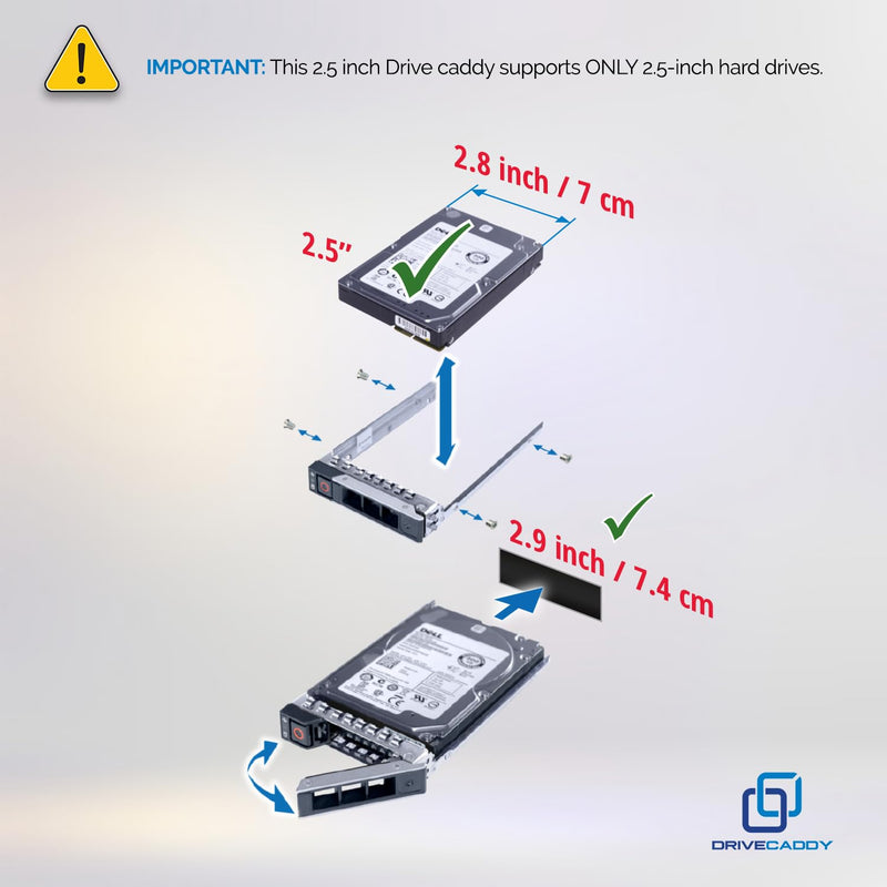 3-Pack 2.5" Hard Drive Caddy - Compatible for Dell PowerEdge Servers - 14-16th Gen T560 R660 R6615 R6625 R7615 R7625 R760 R760xs R760xa R860 R960 and more - SSD SAS SATA NVMe Tray