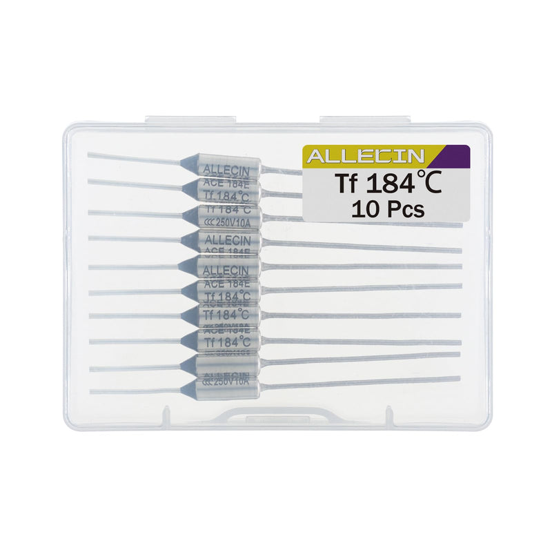 ALLECIN Pack of 10 thermal fuses Tf 184 degrees Celsius 10A 250V AEC184E temperature fuse 184℃ thermal fuses thermal fuses 184°C